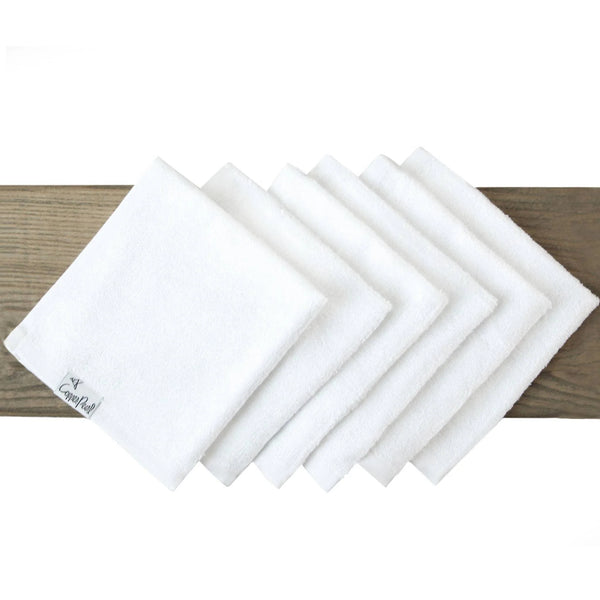 Copper Pearl Baby Wash Cloths Set 6 Cotton White
