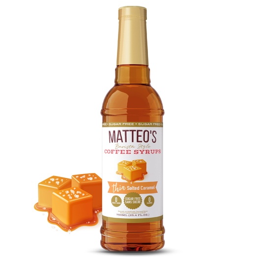 Matteo's Sugar Free Coffee Syrup, Salted Caramel, 0 Calories, 0 Sugar, Keto Friendly: 1 Bottle