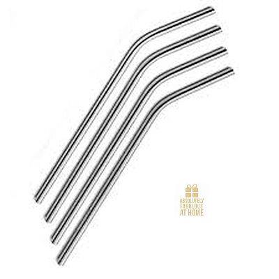 RSVP Bent Drinking Straws Stainless Steel Set/4